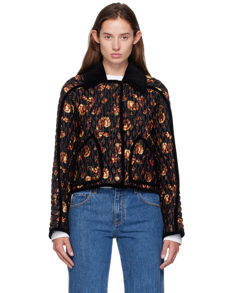 Burberry Black Floriston Jacket Crimson