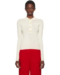 Ganni Off-White Placket Polo Egret