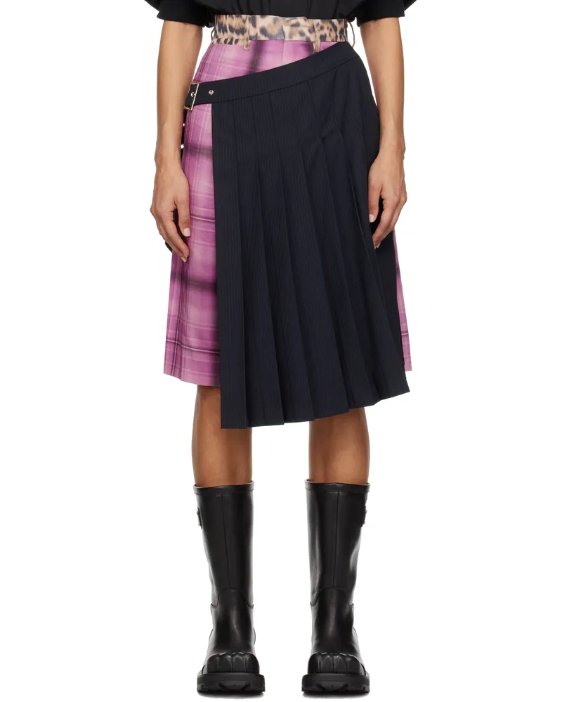 Charles Jeffrey Loverboy Navy & Pink Pleated Skort Navy