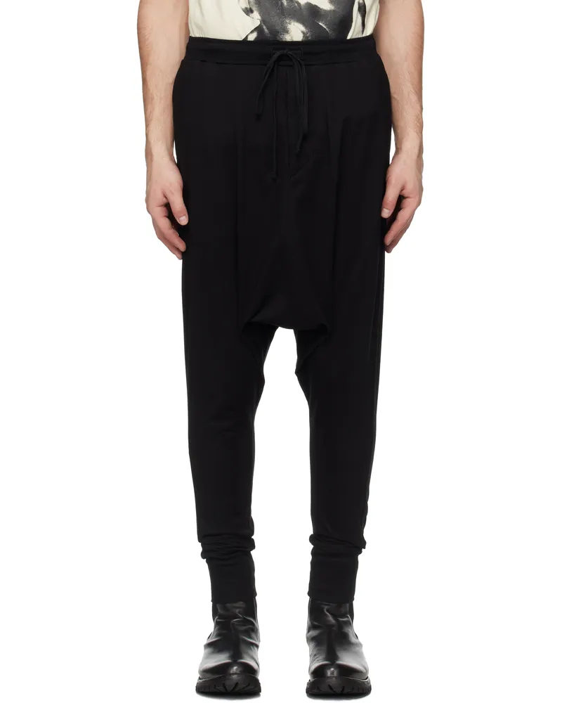 Julius Black Drop-Crotch Runner Sweatpants Black