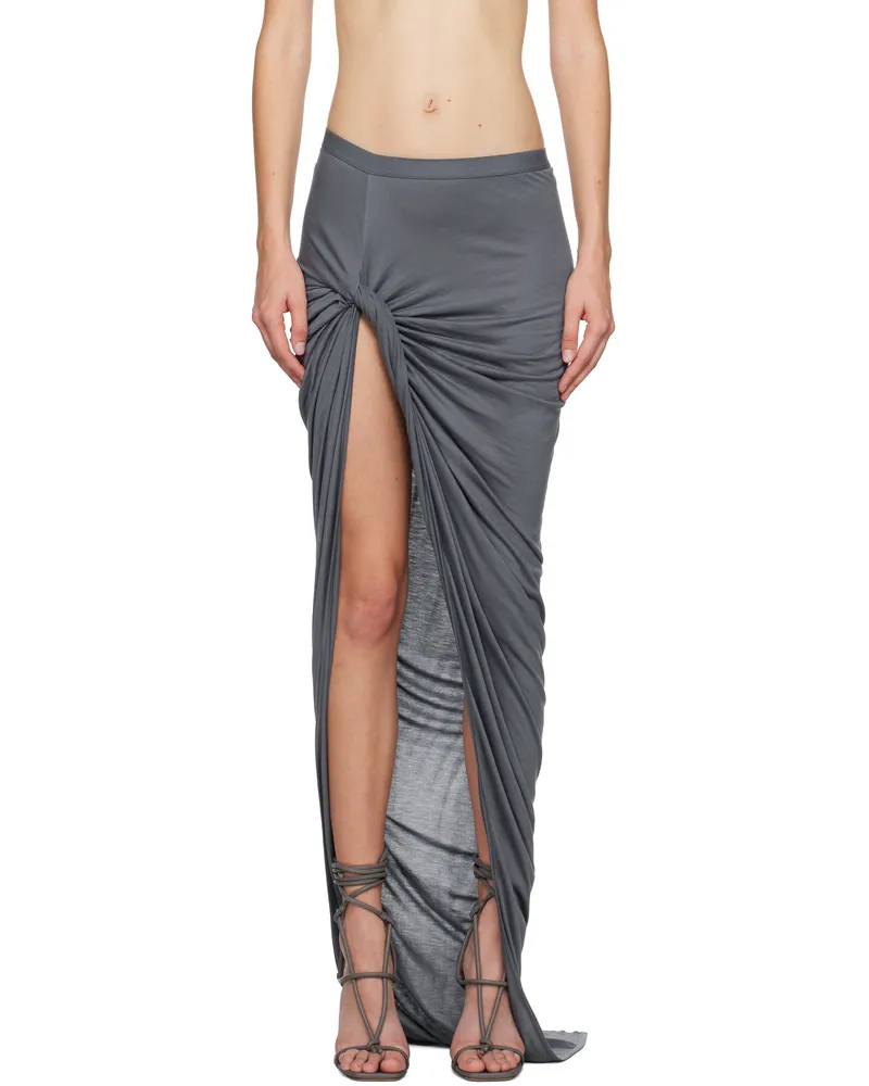 Rick Owens Lilies Gray Porterville Twist Edfu Maxi Skirt 138