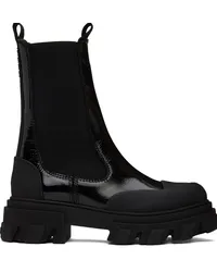 Ganni Black Cleated Mid Chelsea Boots Black