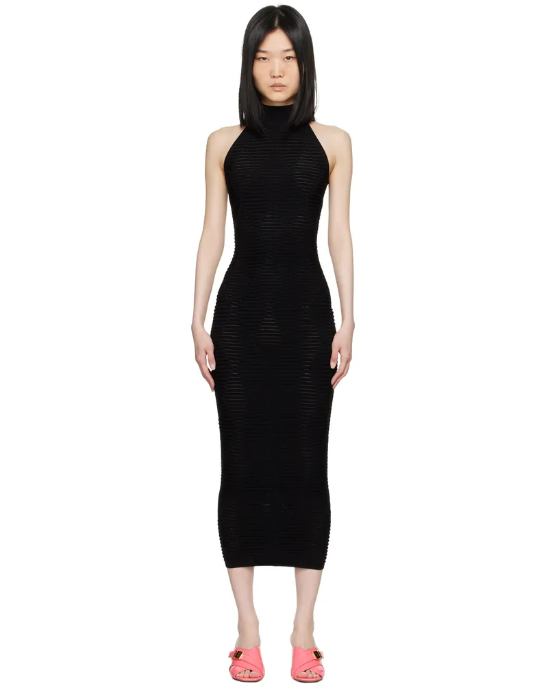 Balmain Black Argyle Midi Dress 0pa