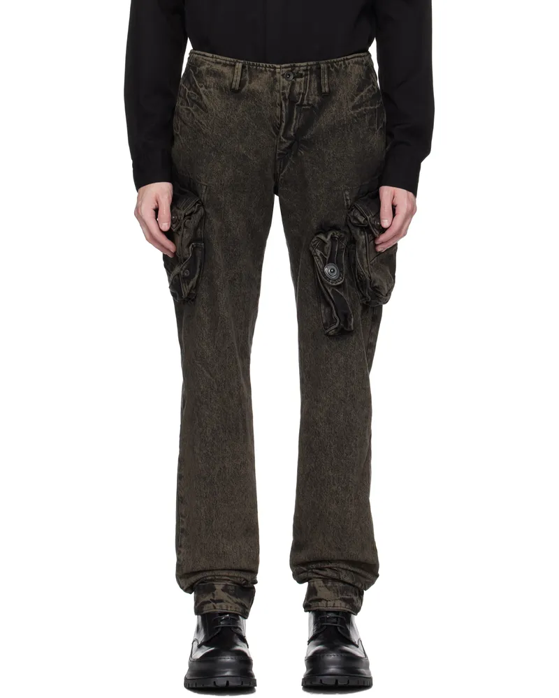 Julius Gray Gasmask Skinny Denim Cargo Pants Charcoal