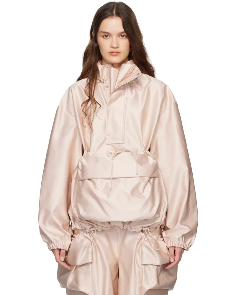 Simone Rocha Pink Drawstring Cargo Flap Pocket Detail Jacket Powder