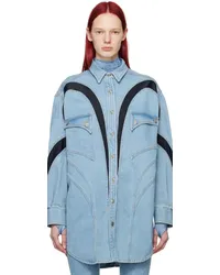 Thierry Mugler Blue Paneled Denim Shirt Blight