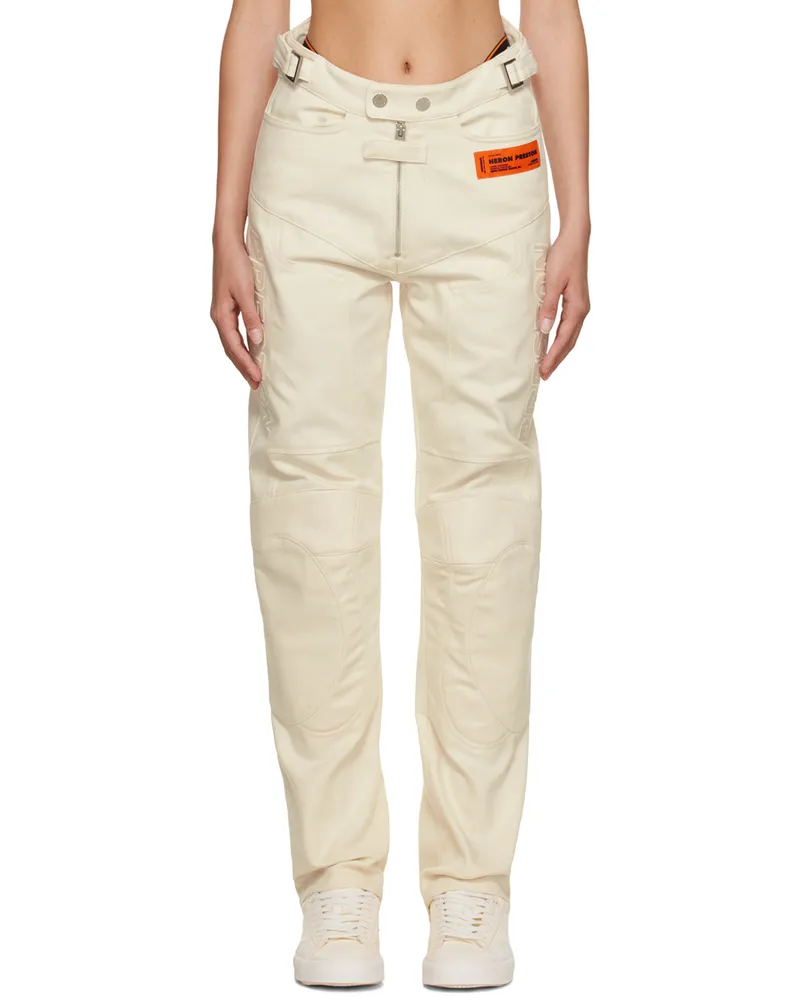 Heron Preston White Moto Trousers White