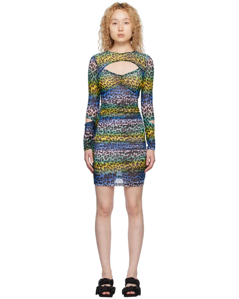 Ganni Multicolor Leopard Minidress 999