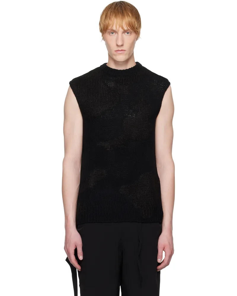 Heliot Emil Black Ophiolite Knit Vest Black