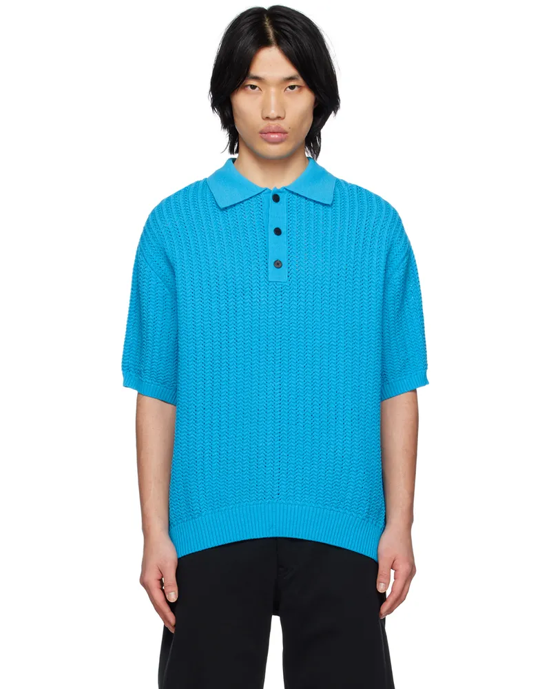 SOLID HOMME Blue Herringbone Polo 524l