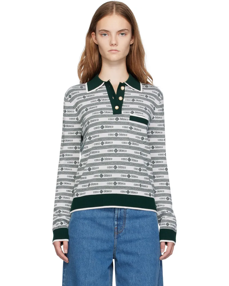 Casablanca Paris White Logo Classic Polo Evergreen