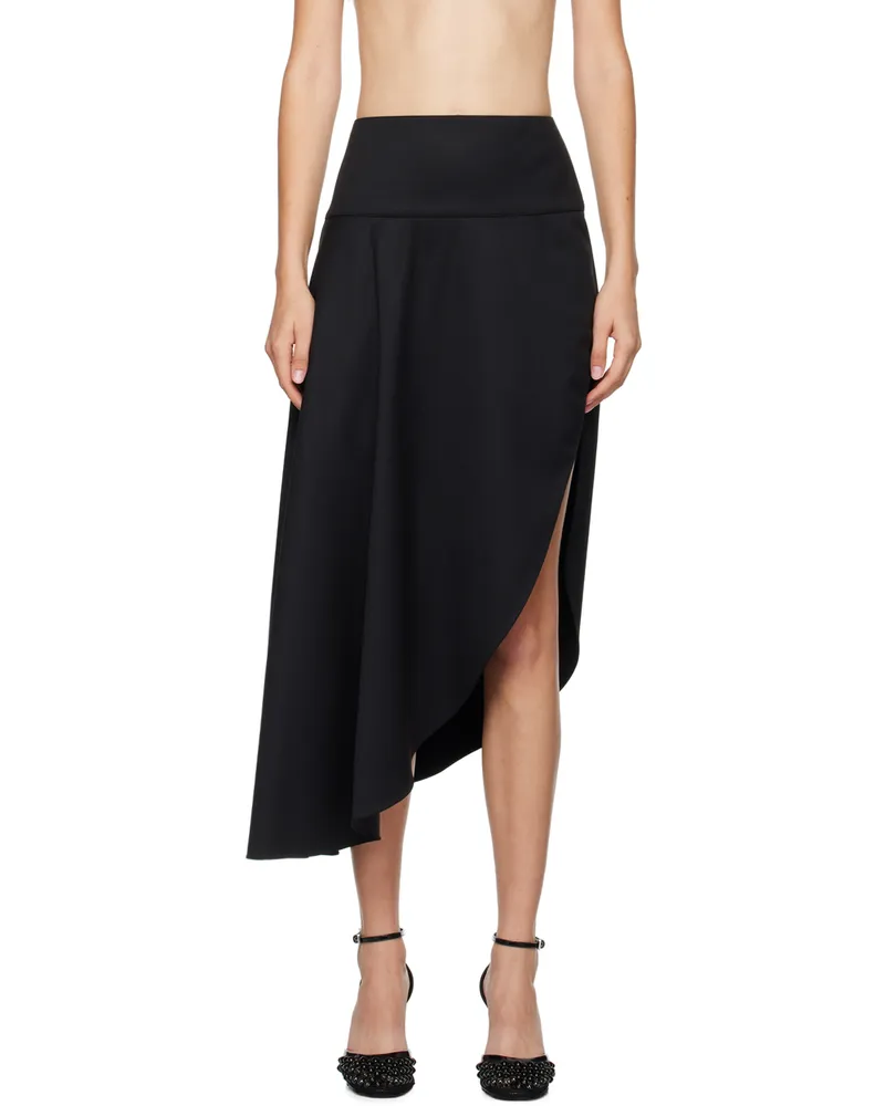 Alaïa Black Fluid Asymmetric Midi Skirt 995