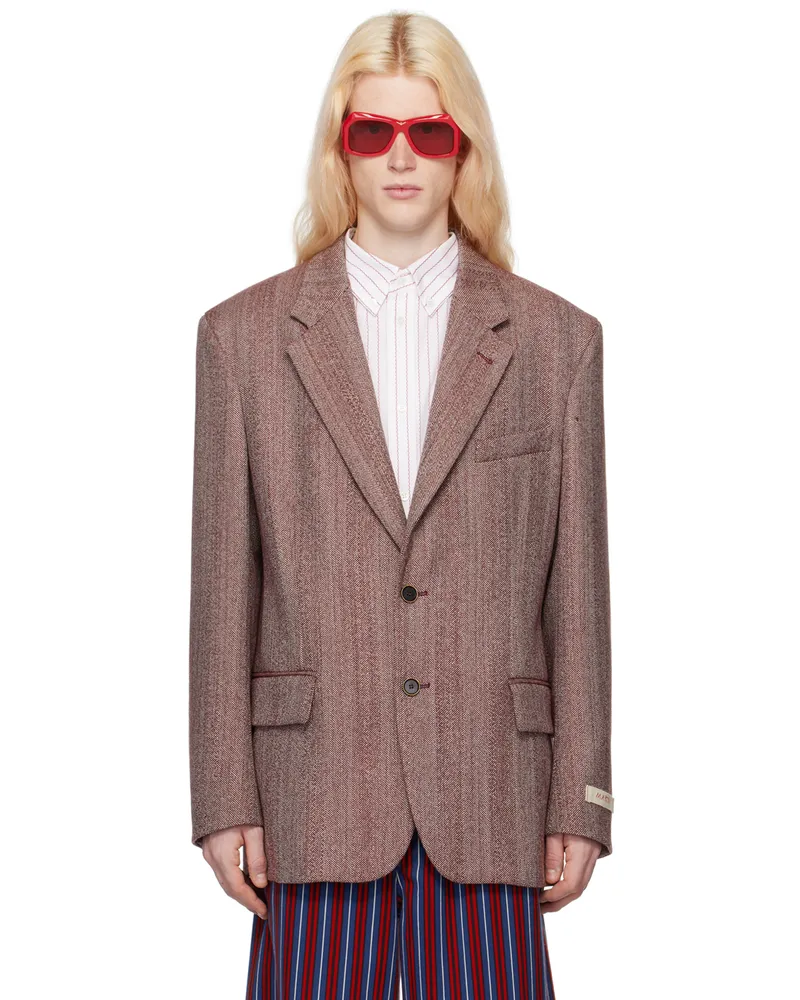 Marni Burgundy Herringbone Blazer Jqm74