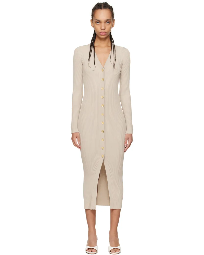 STAUD Beige Shoko Sweater Midi Dress Stne