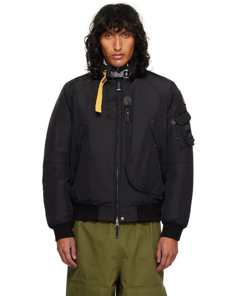 Parajumpers Black Down Bomber Jacket 0541
