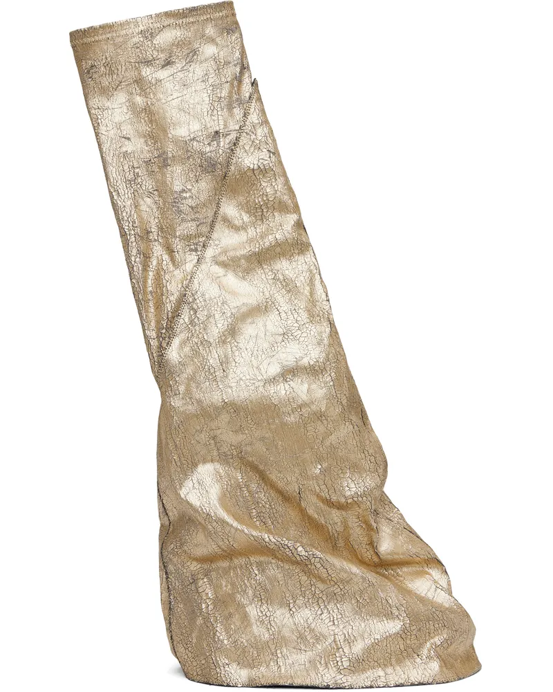 DRKSHDW by Rick Owens Gold Hollywood Fetish Tall Boots 0211