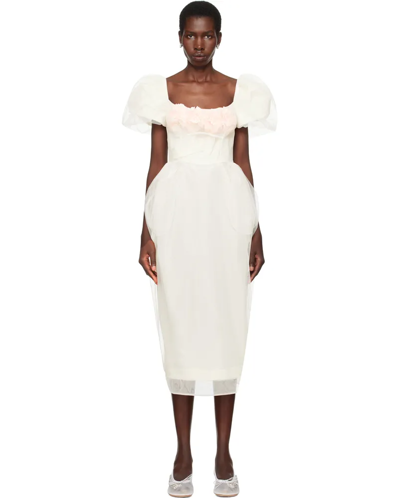 Simone Rocha SSENSE Exclusive Bridal Capsule Bust Detail Carnation Maxi Dress Ivory