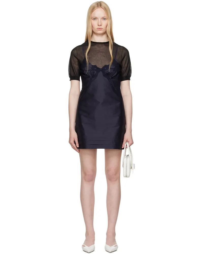 SHUSHU/TONG Navy Cutout Bow Sling Minidress Na100