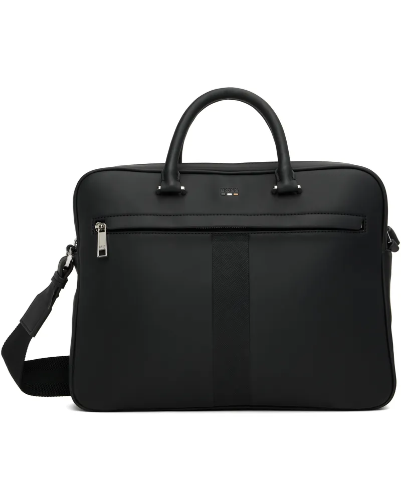 HUGO BOSS Black Structured Signature Trims Briefcase 001-black