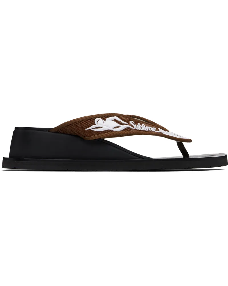 Tory Burch Brown Sublime Wedge Flip-Flops Spiced