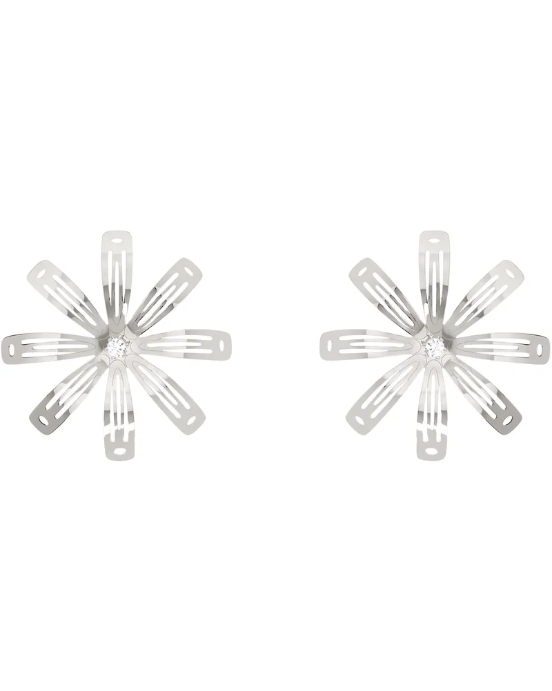 Petra Collins SSENSE Exclusive Silver D'heygere Edition Flower Hair Clip Earrings Silver
