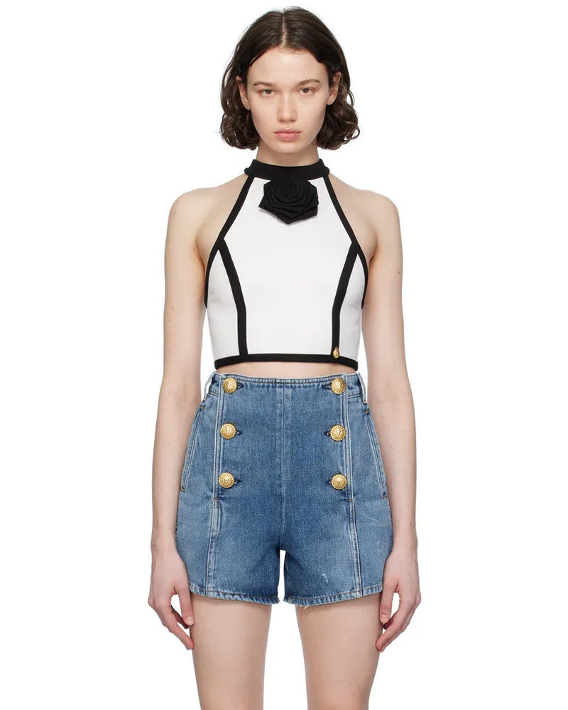 Balmain Off-White Rose Tank Top Got