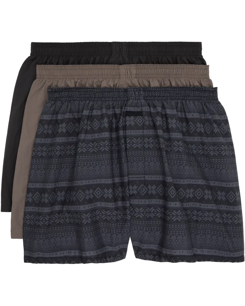 SKIMS Three-Pack Multicolor Cotton Poplin Boxers Onyx