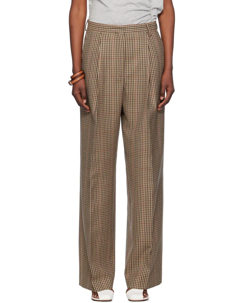 Dries van Noten Beige Check Trousers 701