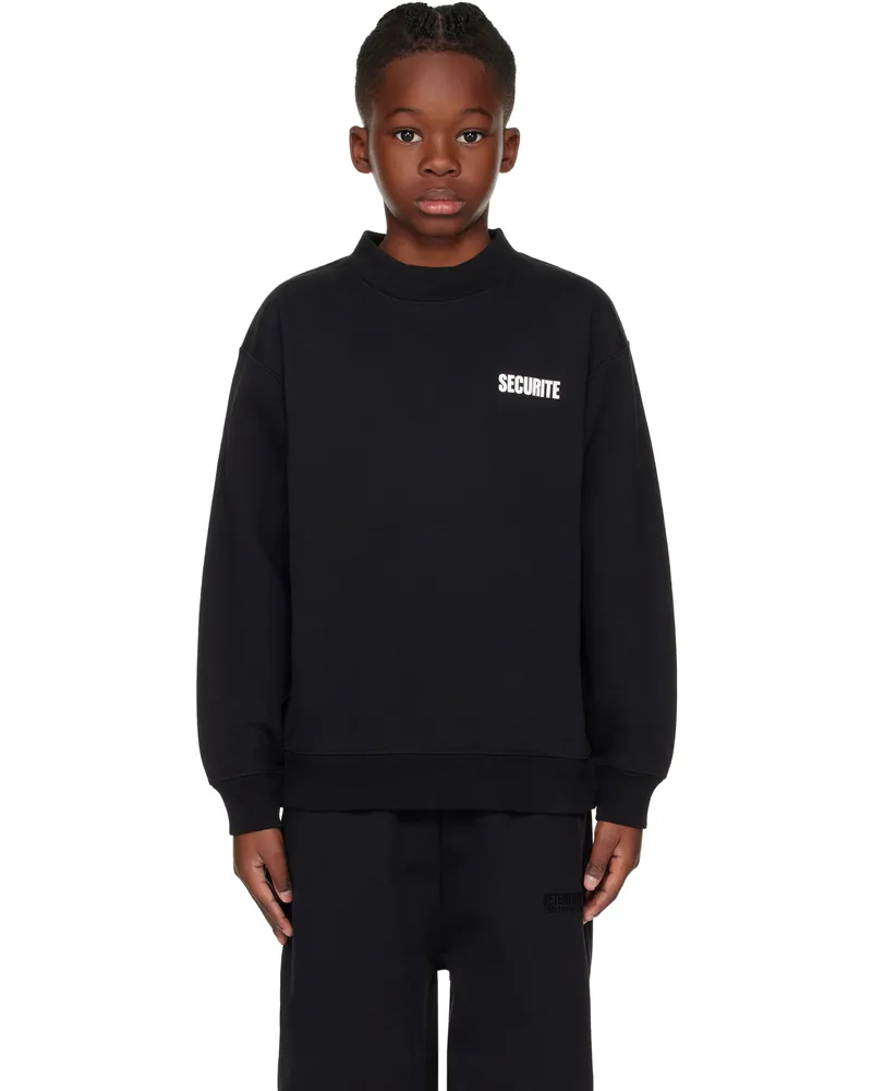 VETEMENTS Kids Black 'Securite' Sweatshirt Black