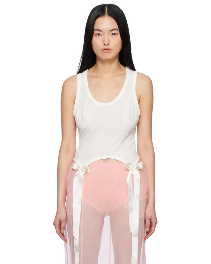 Simone Rocha Off-White Bow Tail Easy Tank Top Ivory