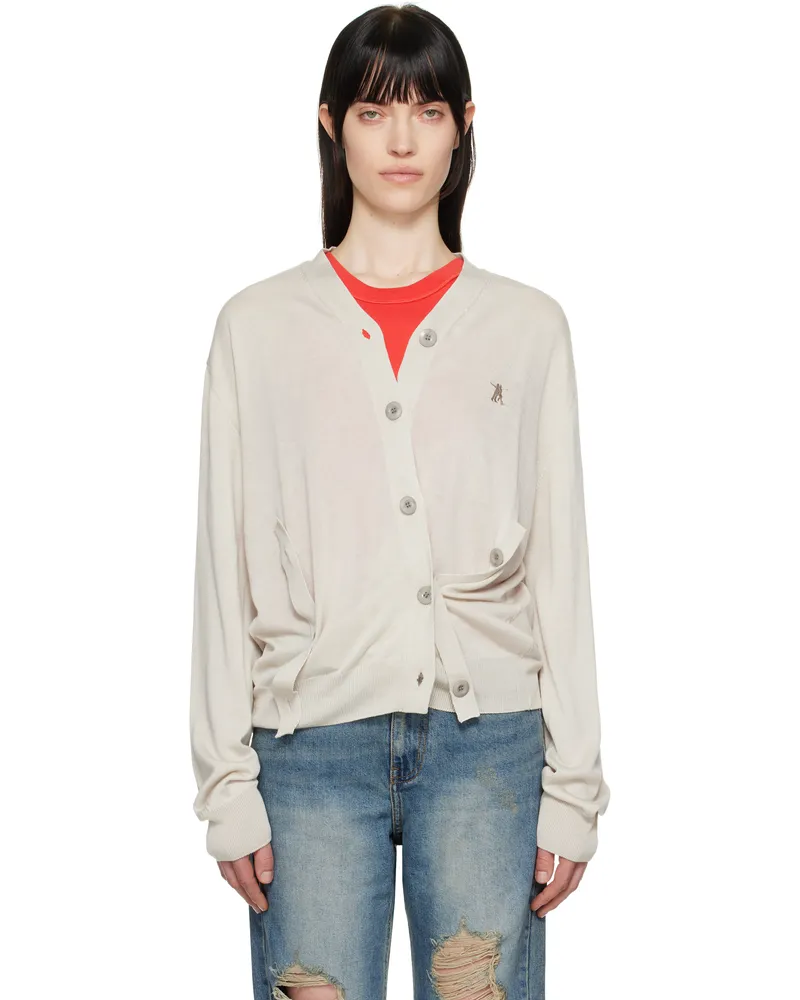 OPEN YY Gray Twisted Placket Cardigan Gray