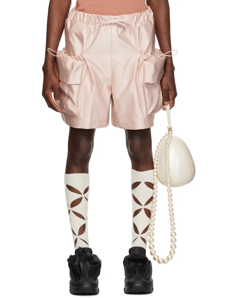 Simone Rocha Pink Cargo Flap Shorts Powder