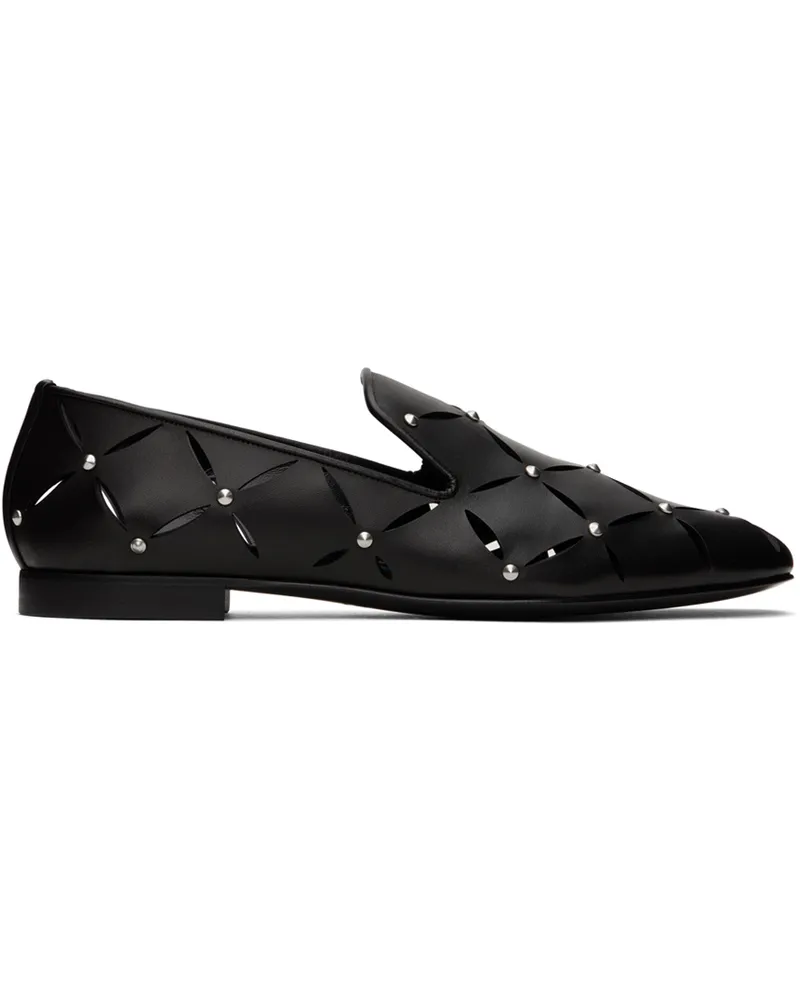 Versace Black Perforated Slippers 1b00e