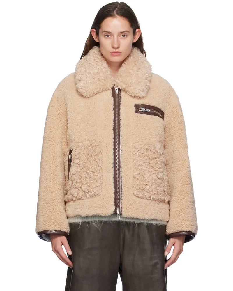 STAND Beige Joann Faux-Shearling Jacket 10210