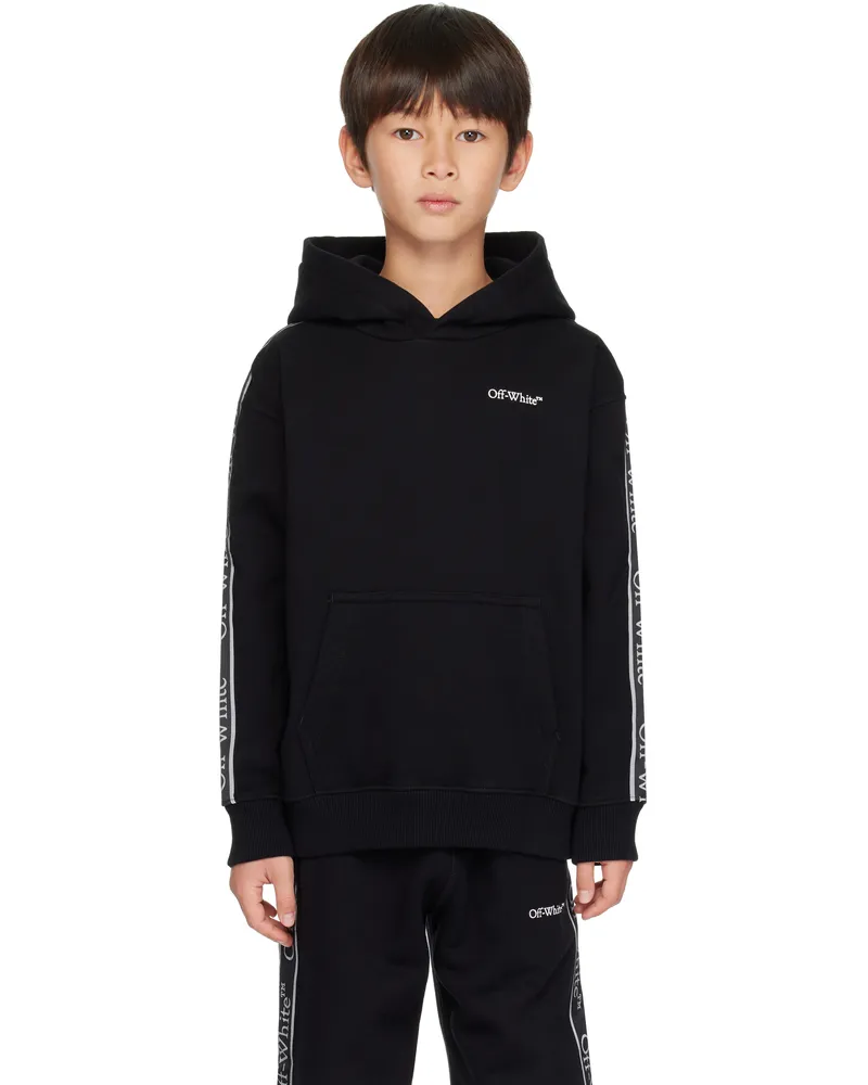 OFF-WHITE Kids Black Bookish Logo Band Hoodie Black