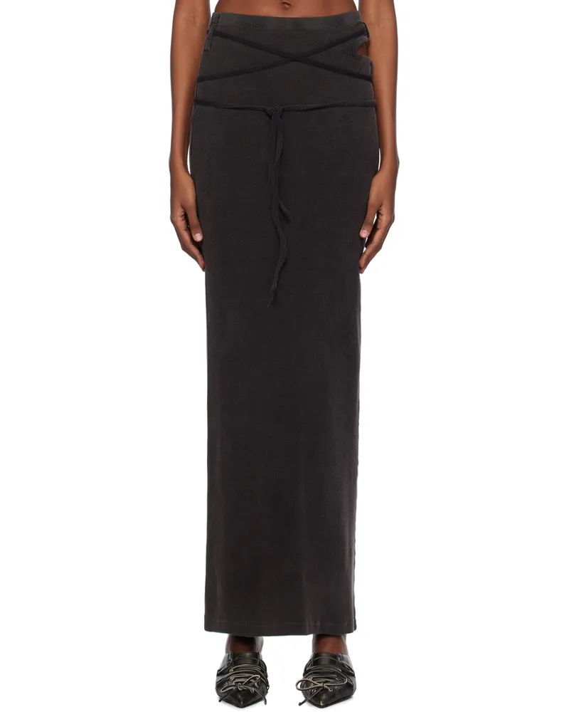 OTTOLINGER Gray Rib Maxi Skirt Black