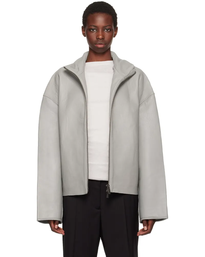 ROTATE Birger Christensen Gray Bonded Leather Jacket 1734