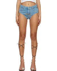 GCDS Blue Embroidered Denim Shorts Light