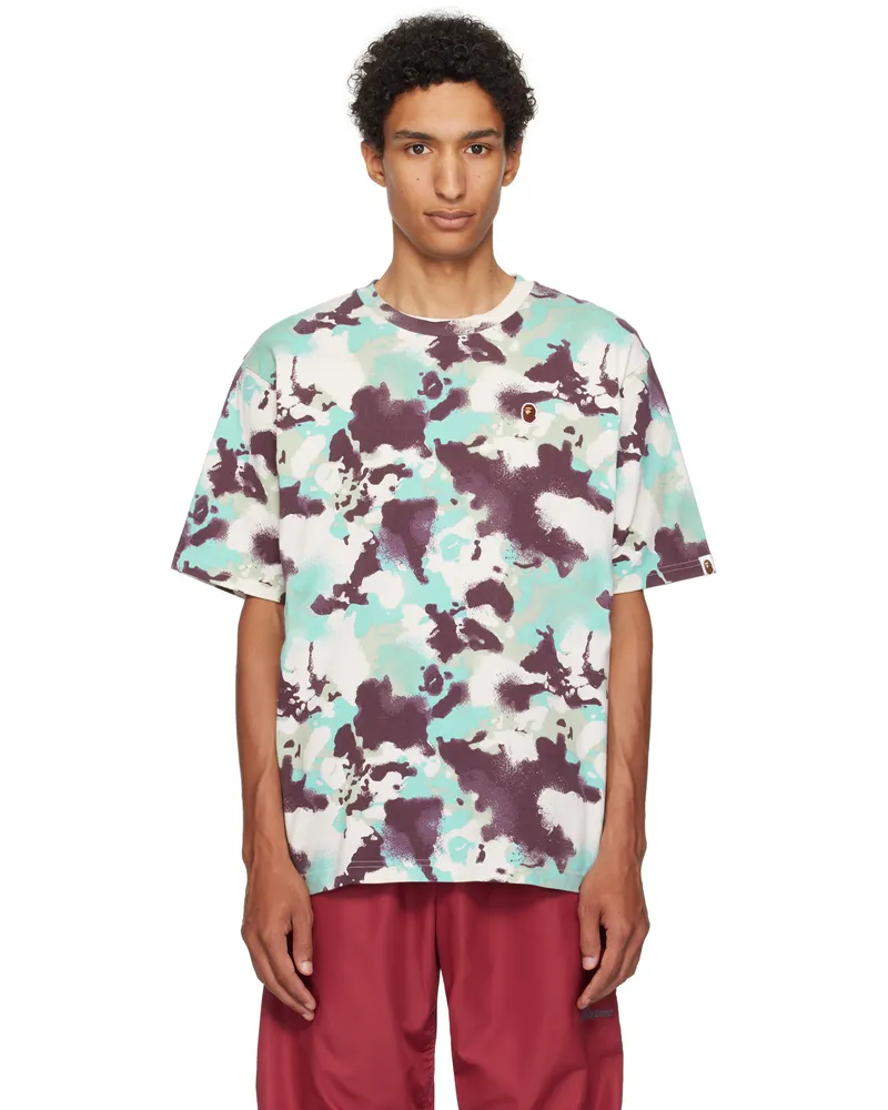 BAPE Blue & Purple Map Camo Ape Head One Point T-shirt Mul-multi