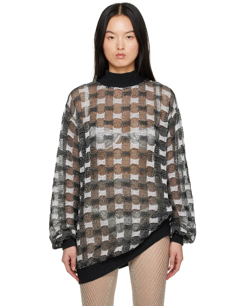Isa Boulder SSENSE Exclusive Black & White Checked Sweater Chess