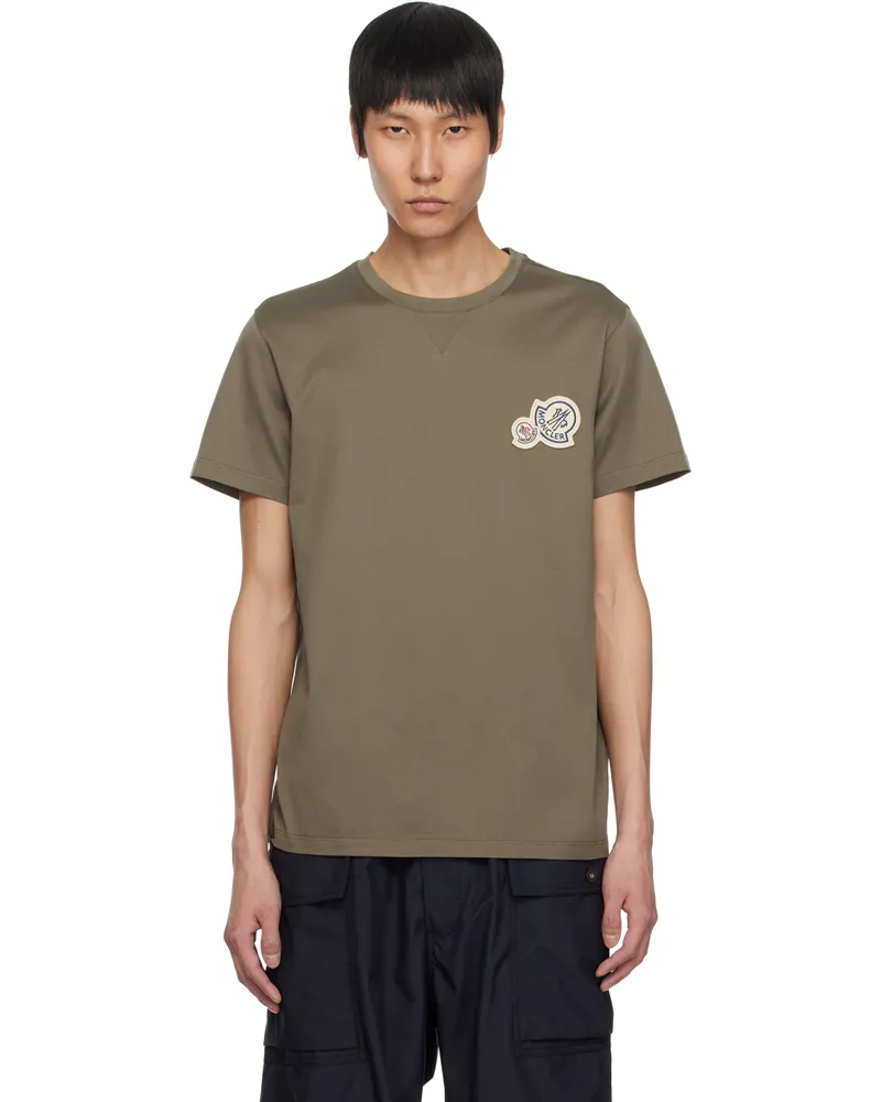Moncler Khaki Double Logo Patch Cotton T-shirt 823