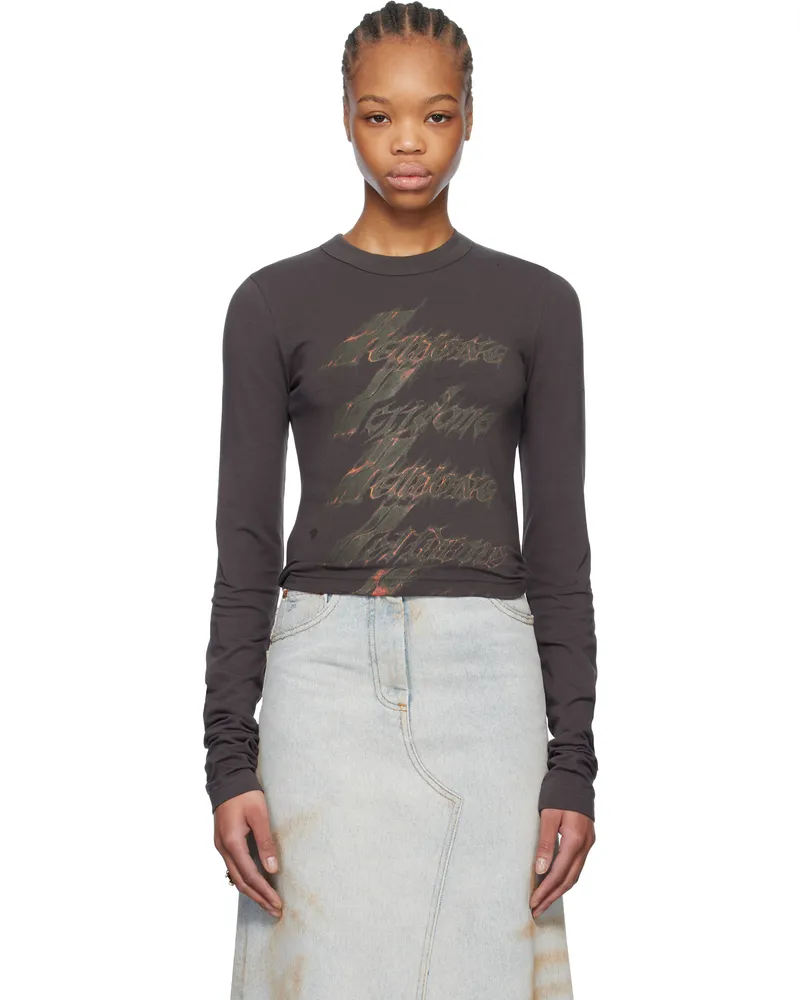 WE 11 DONE Gray Spark Long-Sleeved T-shirt Charcoal
