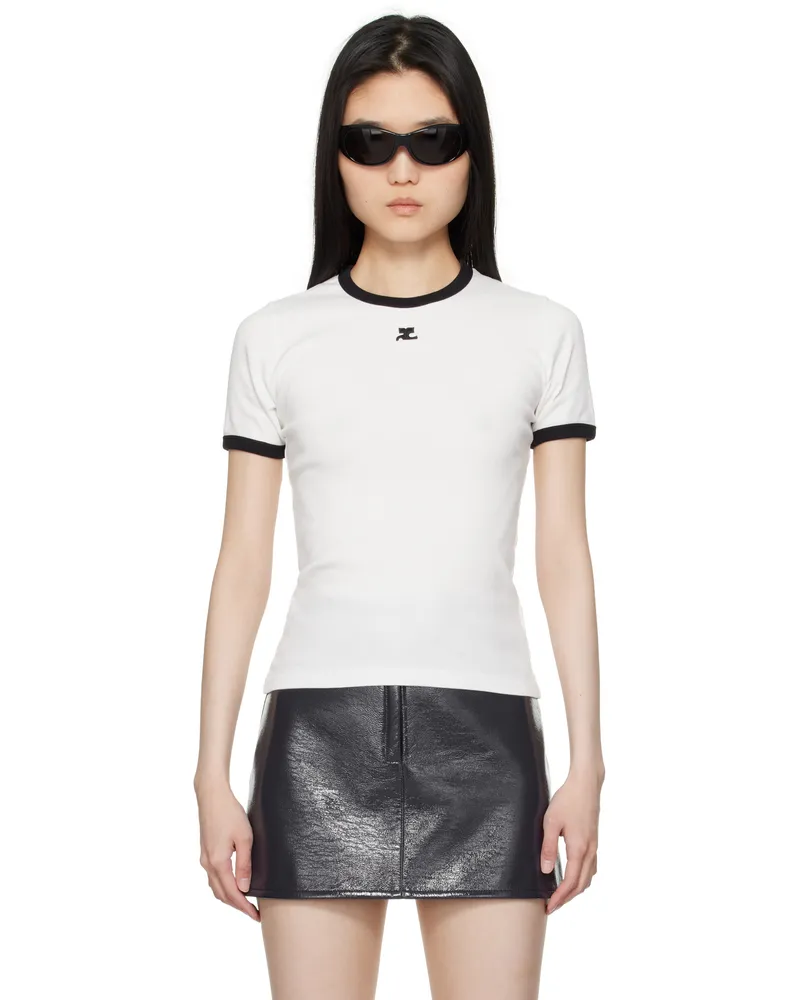 Courrèges White & Black Signature Contrast T-shirt 0098