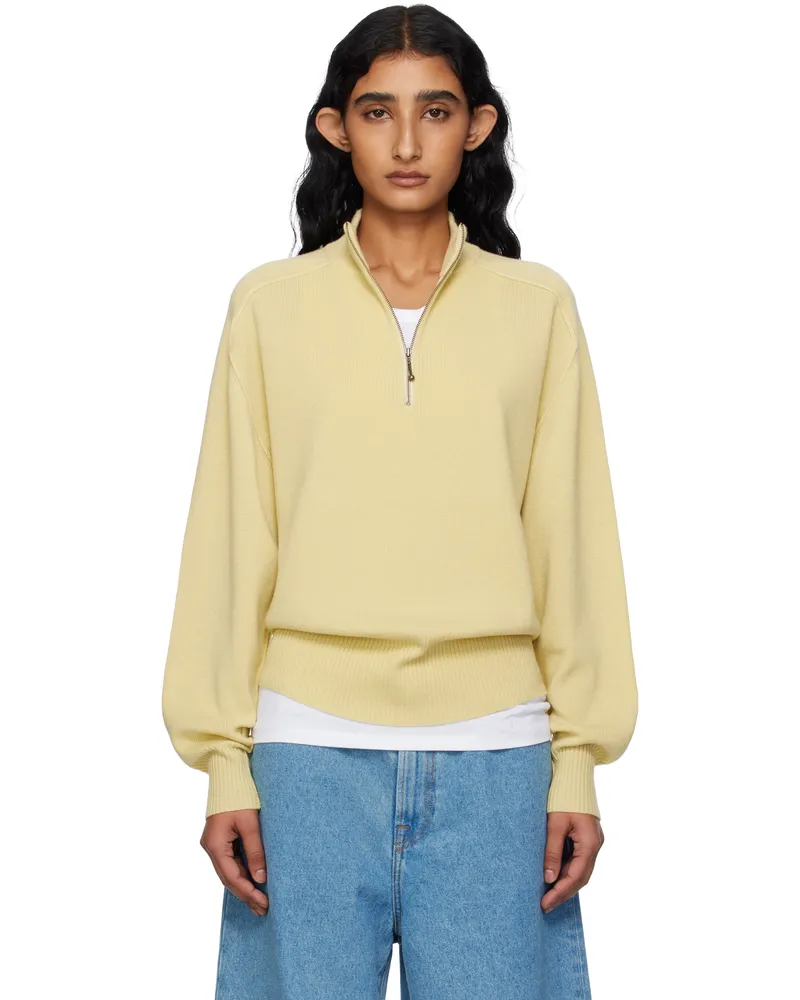 6397 Yellow Half-Zip Saddle Sweater Chamomile