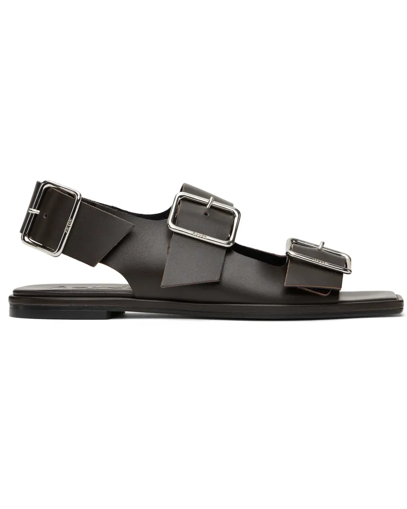 aeyde Brown Thekla Leather Slingback Sandals Moka