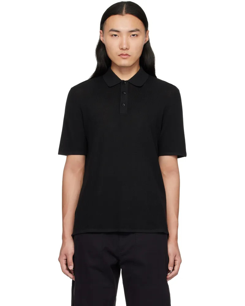 Rag & Bone Black Harvey Knit Polo Blk