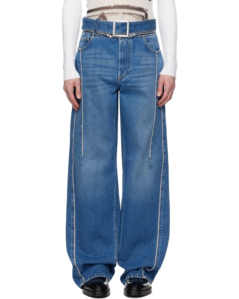 Jean Paul Gaultier Blue 'The Belted Denim' Jeans 57-vintageblue
