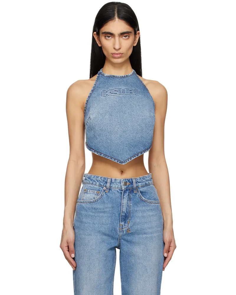 ksubi Blue Bolt Swept Denim Top Denim