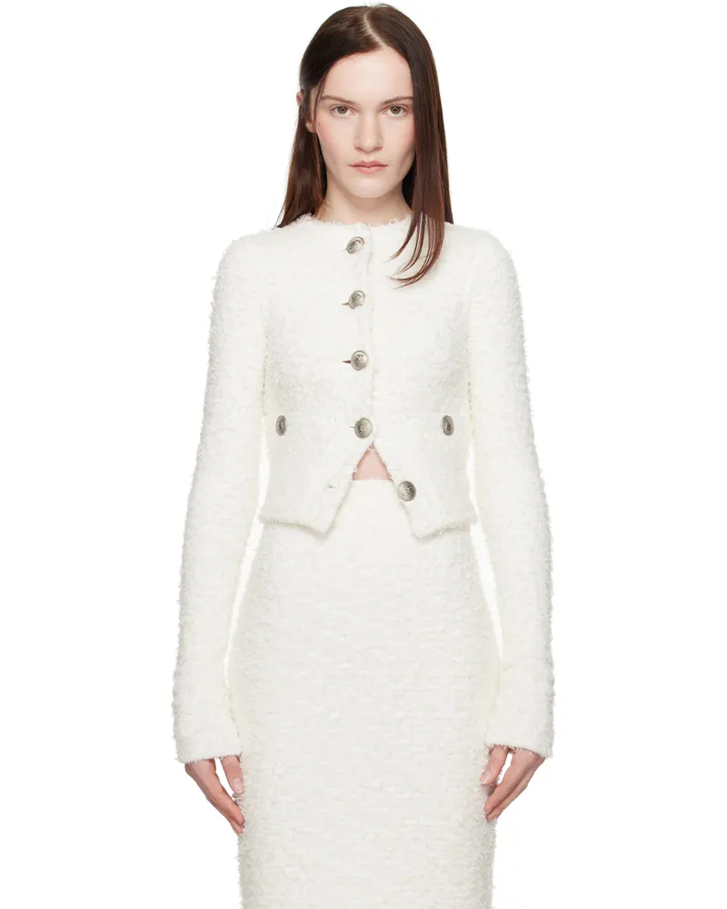 Balenciaga Off-White Cropped Cardigan 9000