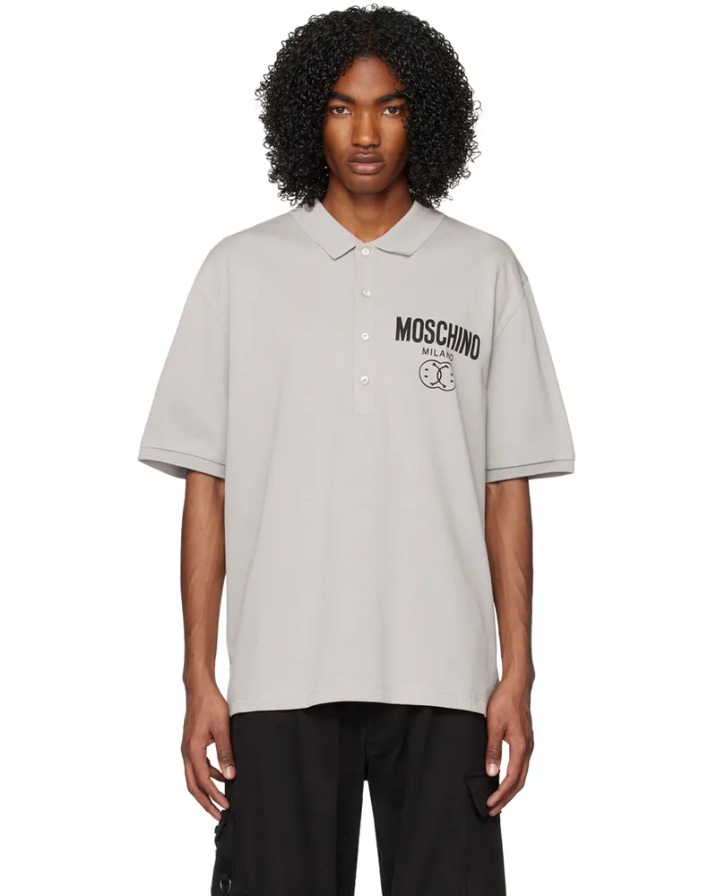 Moschino Gray Double Smiley Polo A1486